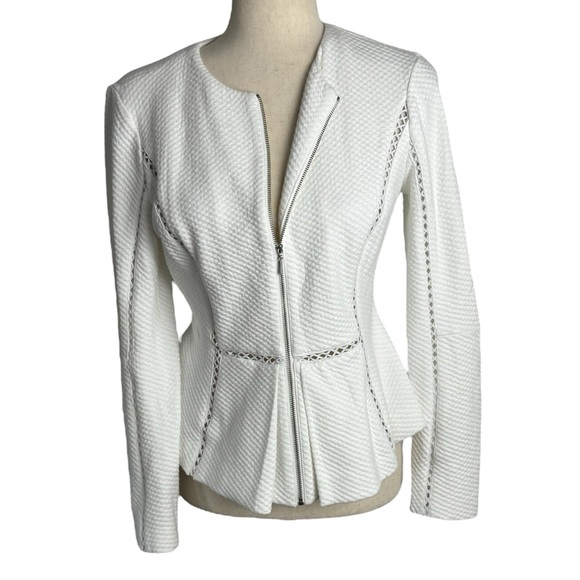 Rebecca Taylor white peplum lightweight jacket size 6 Elegant feminine - Picture 9 of 10